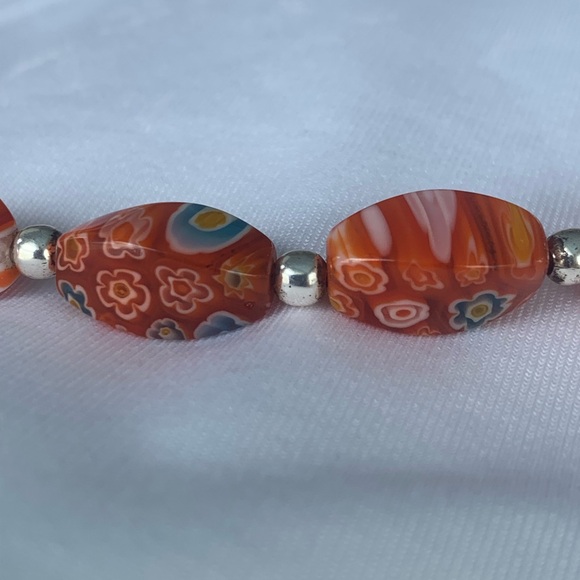 Unique Glass Beads Necklace Jewelry - Unique Glass Beads (Mainly Orange) Total Length 21” can be made shorter w/clasp